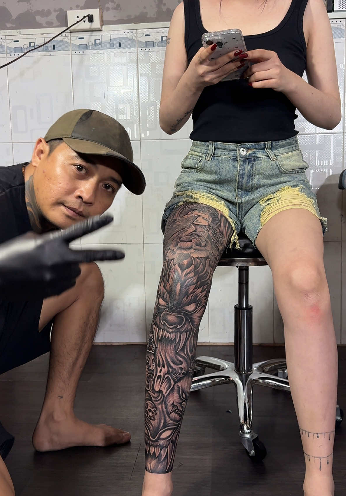 Hoàn thiện chân quỷ tả cho em gái trong 6 tiếng nha anh em #tattoo #tattoos #hinhxamdep #quyrap #quyrapsaigon 
