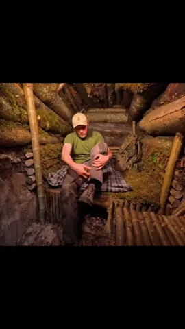 Building a Cozy Shelter under a Tree with a warm clay bed, Hidden dugout Bushcraft, Survival #fyb #viral  #usa🇺🇸 #survival #camping 