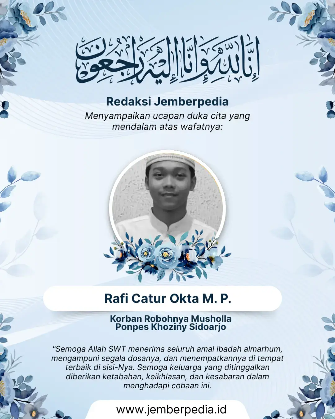 Warga Tanggul Jember Turut Menjadi Korban MD Robohnya Musholla Ponpes Al Khoziny Sidoarjo, Dimakamkan Tadi Pagi Di Dusun Teko'an Tanggul Jember #pesantren #alkhozinybuduran #sidoarjo #tanggul #jember 