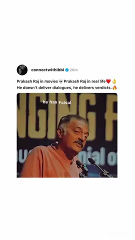 Prakash Raj He doesn’t deliver dialogues, he delivers verdicts.🔥 #tiktokviral #fypツ #videoviral #viraldebate #connectwithibbi 