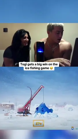 Togi gets a big win on the ice fishing game 😂 #kickstreaming 