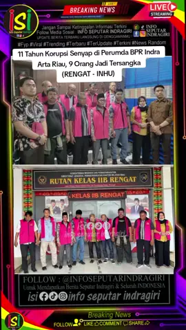 11 Tahun Korupsi Senyap di Perumda BPR Indra Arta Riau, 9 Orang Jadi Tersangka Rengat,- Kejaksaan Negeri (Kejari) Indragiri Hulu (Inhu), Riau menetapkan sembilan orang tersangka kasus korupsi pengelolaan keuangan daerah di Perusahaan Umum Daerah (Perumda) Bank Perkreditan Rakyat (BPR) Indra Arta, Kamis (2/10/2025). Pelaksana tugas Kepala Kejati Riau Didie Tri Haryadi menyebut, korupsi ini berlangsung sejak 2014 hingga 2024 dengan total kerugian negara mencapai Rp 15 miliar. Aksi tersebut terungkap setelah audit Inspektorat Inhu. Sembilan orang telah ditetapkan sebagai tersangka oleh Kejari Inhu. Saat ini para tersangka ditahan 20 hari ke depan di Rutan Kelas II B Rengat, Inhu,