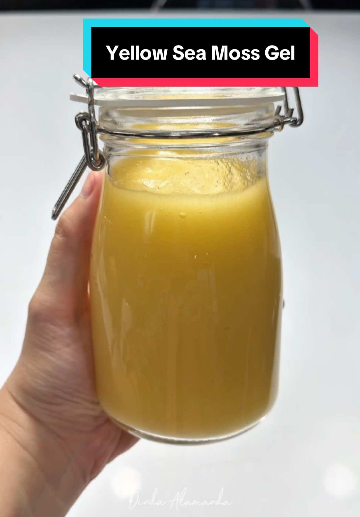 Replying to @daznuh shop  YELLOW SEA MOSS GEL  #kancedinda Bahan : • 250 gr Rumput Laut Kering (Rendam pake air cucian beras min 6 jam, cuci bersih bilas pake air mateng) • 200 gr Nanas • 200 ml Air Kelapa Hijau Simpan di kulkas, awetnya blm tau ya nanti aku kabarin lg.. Semoga Bermanfaat 💕 #dindaalamanda #aladinda #seamossgel #yellowseamossgel 
