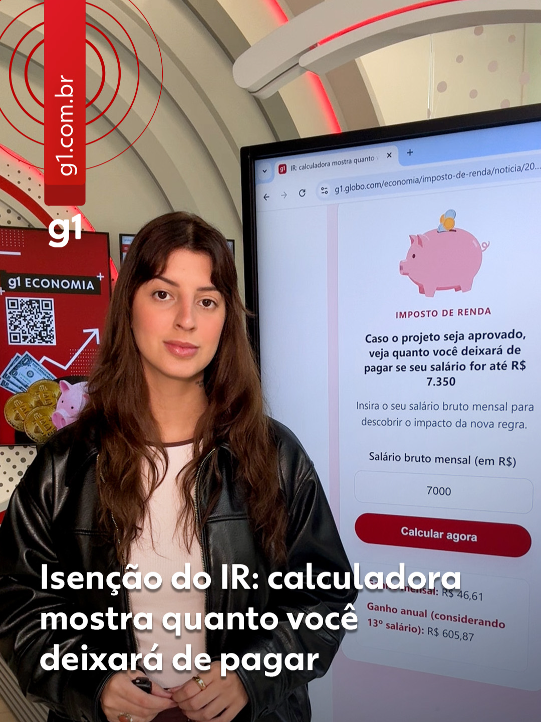 Imposto de Renda - A Câmara dos Deputados aprovou nesta quarta-feira (1º) um projeto que amplia a faixa de isenção do Imposto de Renda (IR) para quem ganha até R$ 5 mil por mês. O texto ainda precisa passar pelo Senado e ser sancionado pelo presidente Luiz Inácio Lula da Silva (PT) para entrar em vigor. Além da isenção de IR para pessoas com renda mensal até R$ 5 mil (R$ 60 mil ao ano), o projeto prevê um desconto progressivamente menor para quem ganha até R$ 7.350 mensais. O g1 elaborou, com o apoio da Confirp Contabilidade, uma calculadora que mostra quanto você vai deixar de pagar de IR a partir de janeiro 2026, caso o projeto seja aprovado pelo Senado e sancionado pelo presidente Lula. Faça a simulação no #g1. Clique em 'leia o artigo' para ler a reportagem completa. #impostoderenda #economia #g1economia #tiktoknotícias