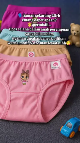 siapa sangka uang 20rb an aja udah dapat 6pcs celana dalam anak perempuan yang nyaman❗ #cdanakperempuan #celanadalamanakperempuan #dalamananak #cdmurah 