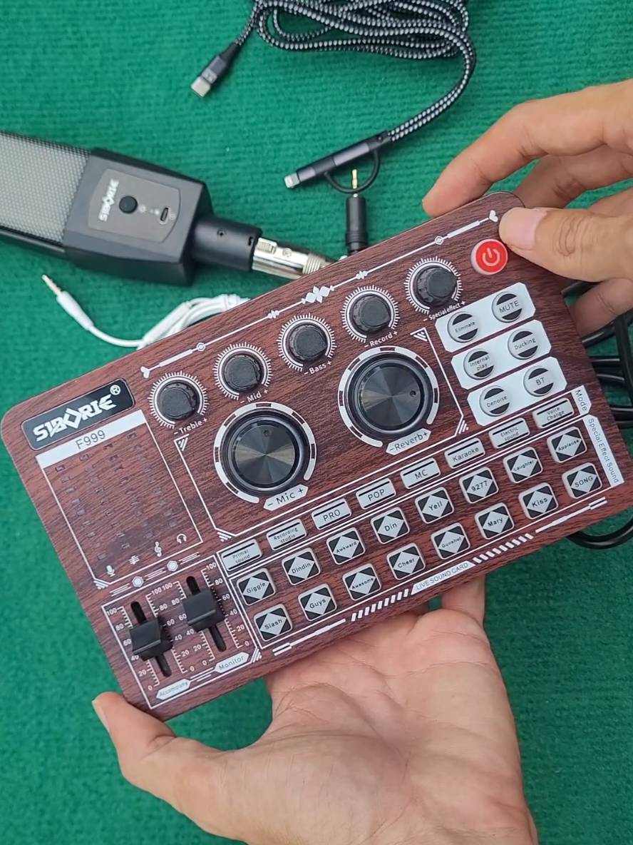 Bộ Soundcard Siborie F999Pro Vân Gỗ Và Mic ML3 #soundcard #soundcardkaraoke #siboriesoundcard #siborief999 #microkaraoke 