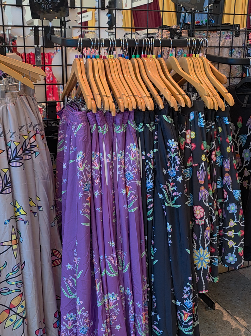 I'm set up at the AISES Conference in Downtown Minneapolis. I have a full assortment of skirts with pockets, men's dress wear, hats, stickers, trunks, and more. . . . #nativeartist #mensfashion #womensfashion #fashiondesign #nativeartist 
