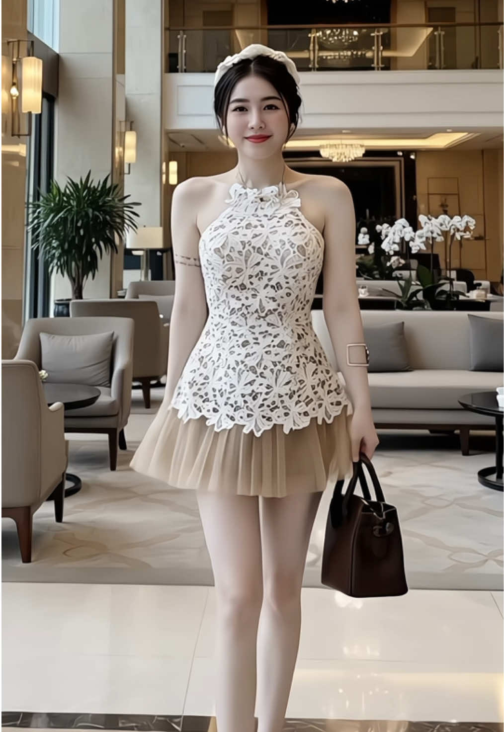 Set áo ren cổ yếm kèm chân váy ren xếp ly nữ tính, thanh lịch #xuhuong #viral #setvay #setvayao #setaochanvay 