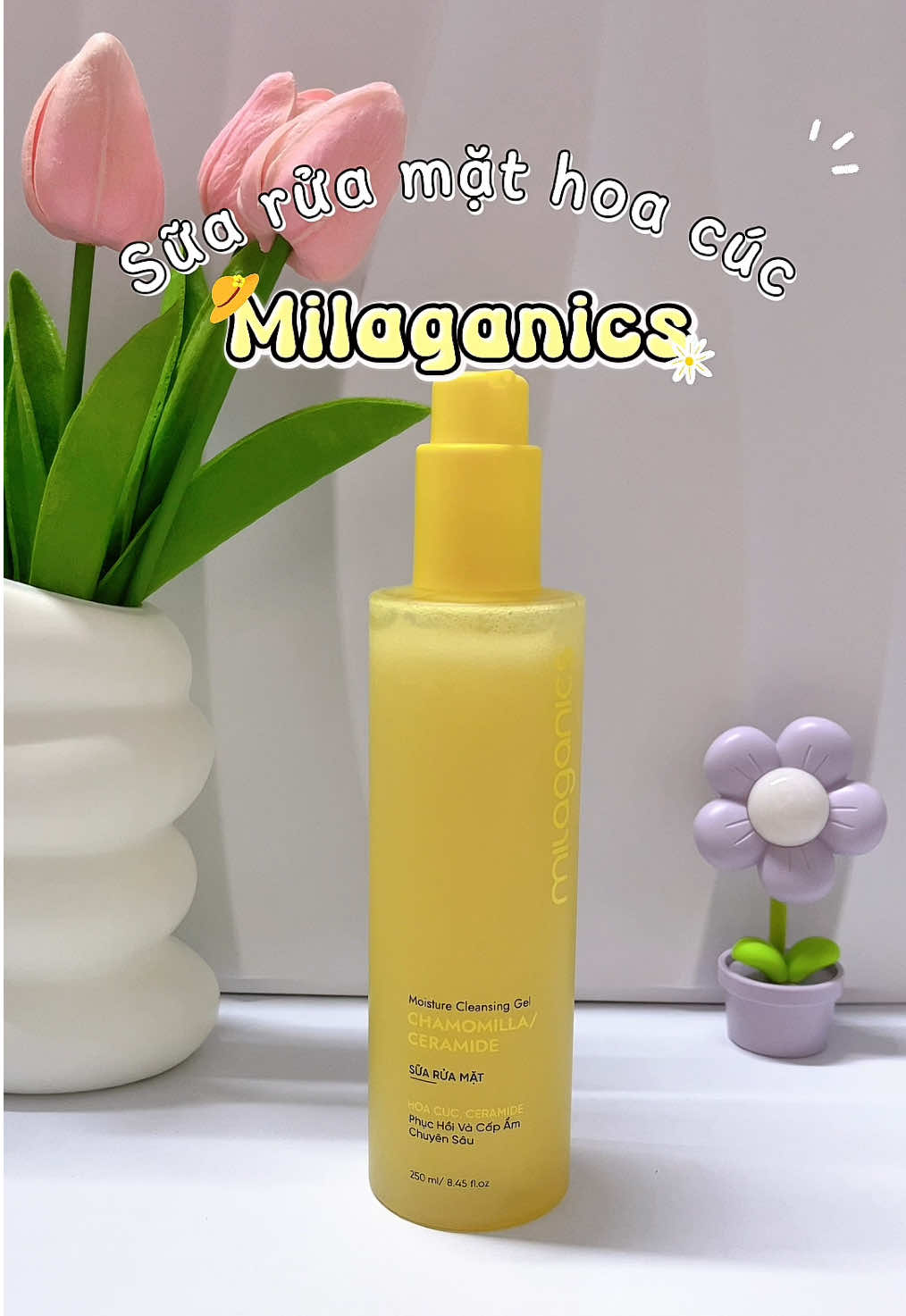 🌼 Sữa rửa mặt hoa cúc Milaganics – sạch dịu nhẹ, da ẩm mịn tức thì! 💧✨ #suaruamathoacuc #milaganics #reviewskincare #fyp #viral