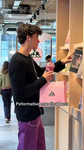 @cpasnoactonpere casually browsing the joe bookshelf with a pink Trust Your Gut smoothie in hand 📚✨ #foryoupage #fyp 