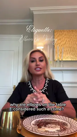 Elbows on the table? Once upon a time it could send the lord’s roast tumbling to the floor. By the Renaissance, it meant crowding your neighbor. By the Victorians, it screamed arrogance. Today the table won’t collapse, but your elegance might. Sit upright, darling — composure never goes out of style. #thefinerthings #thefinercode  #etiquettetips #etiquette #etiquettecoach 