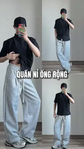Quần nỉ xám ống rộng brand invennus #review #fyp #outfit #xuhuong 