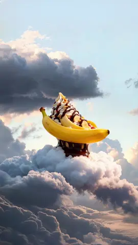 here’s something wild for the algo: wanted to do something fun today. yup. a banana split floating in the sky 🍌 Visuals and production by @echoesofjoonas.