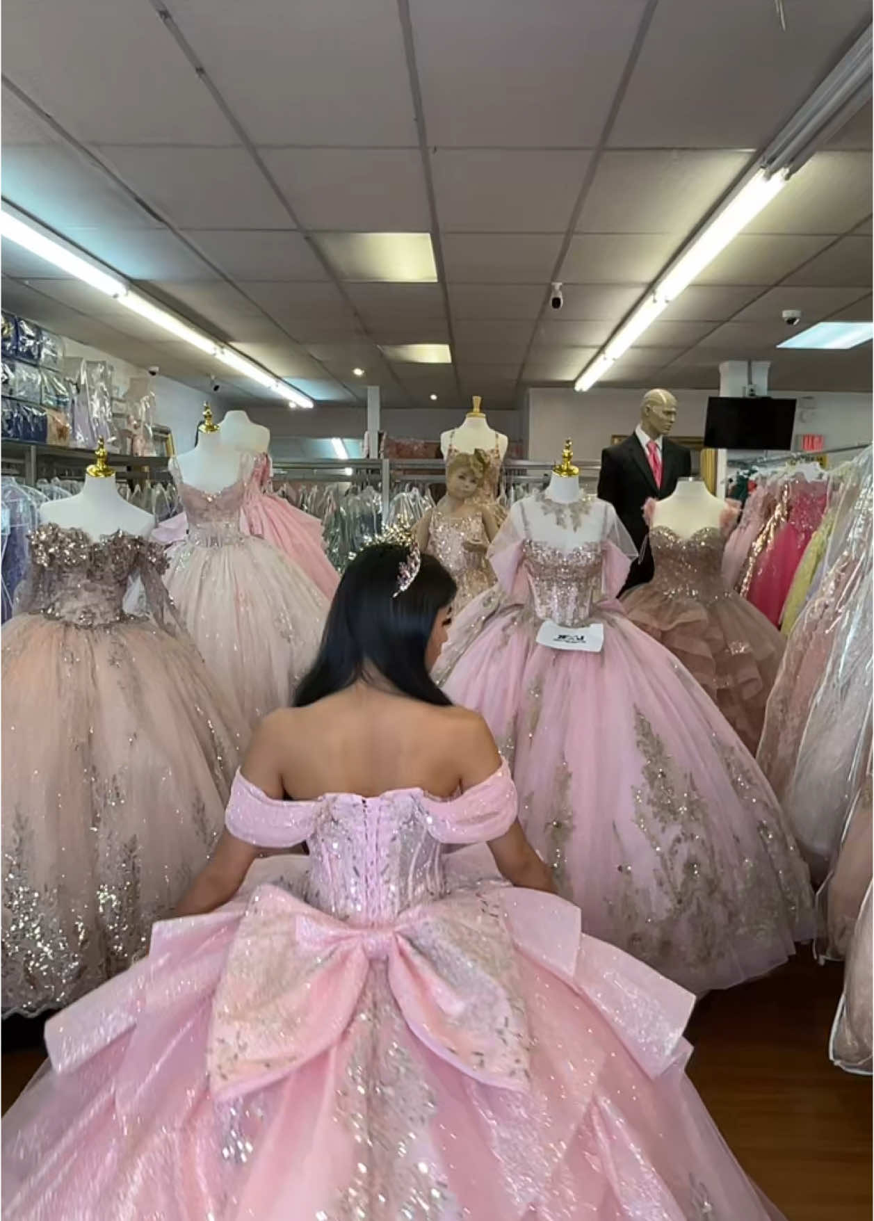 This pink color though 😍 This dress is now available at our shop. Stop by and visit us!  Model @Monica Larios	 #quinceañera #princessdress #dressinspo #pinkdress #viral