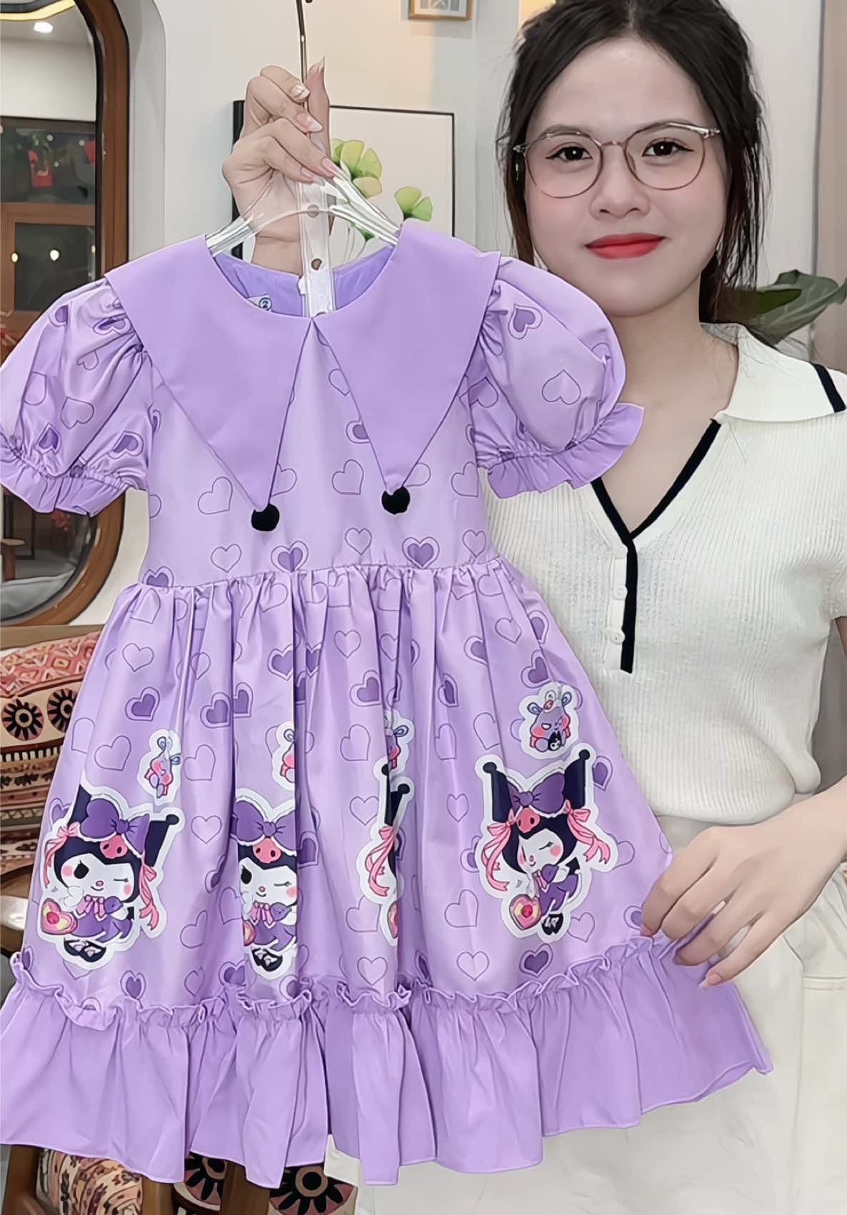 Váy Lolita Kuromi dáng xoè chất đẹp lắm 🥰 #thoitrangtreem #vayxinhchobe #vaycongchuachobe #phamdiutb 