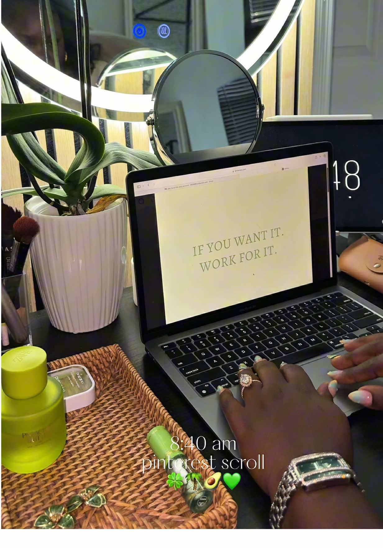 I should've ironed my shirt but I'll be at my desk all day so whatever. Enjoy 💚  @anua_us @Juvia’s Place @touchland @ZARA @Good Molecules @Advanced Clinicals @Stanley Brand  #grwm #morningroutine #slowmornings #fyp #foryou 