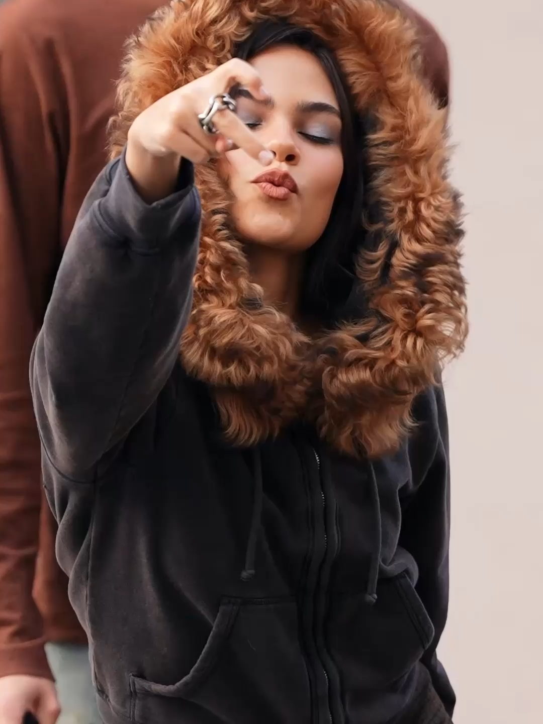 The feeling is mutual. 🤭 Ariana Greenblatt arrives to the Acne Studios show for #ParisFashionWeek.