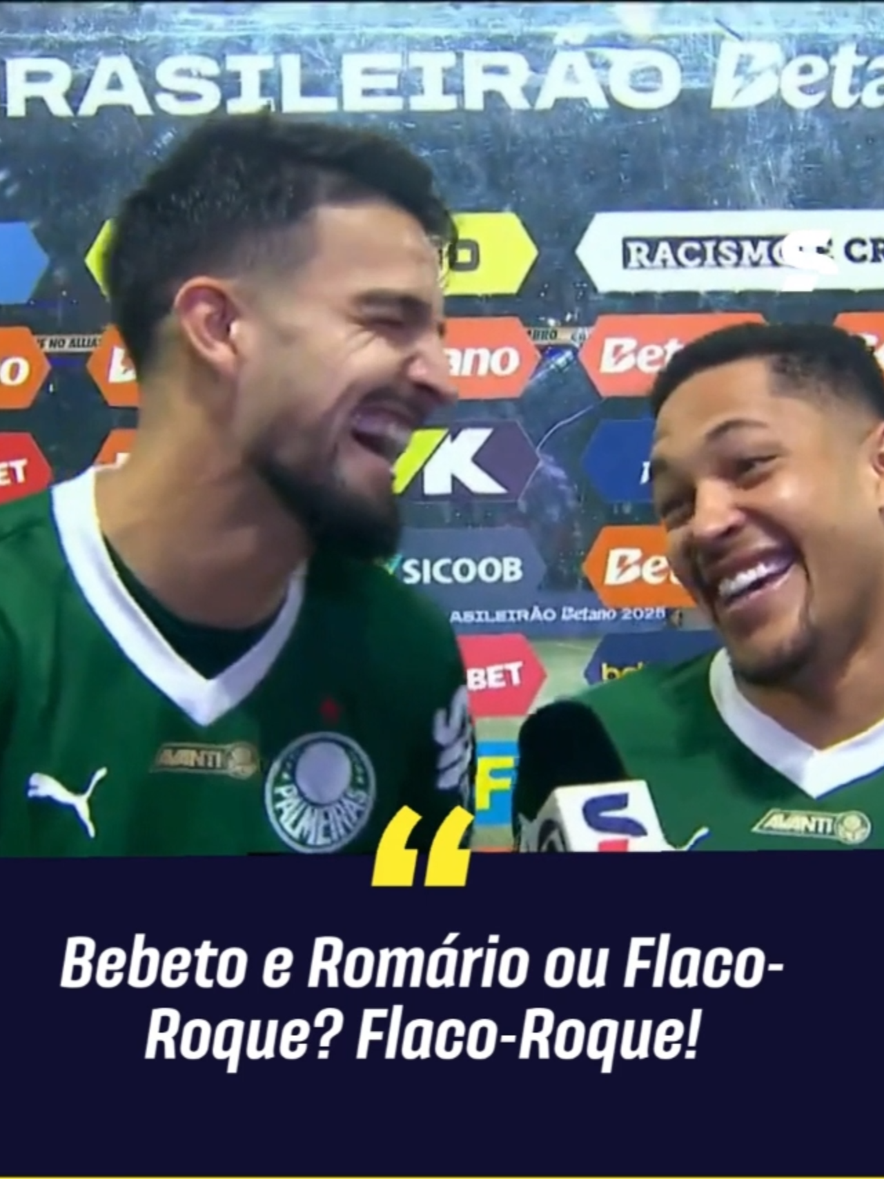 HAHAHAHA QUE RESENHA! 😂 Após a vitória do Palmeiras sobre o Vasco, rolou a pergunta de quem seria melhor... E aí, torcedor: Bebeto e Romário ou Flaco-Roque? 👀 *Contém legenda automática #SelecaoSportv #Palmeiras #Vasco #Bebeto #Romario