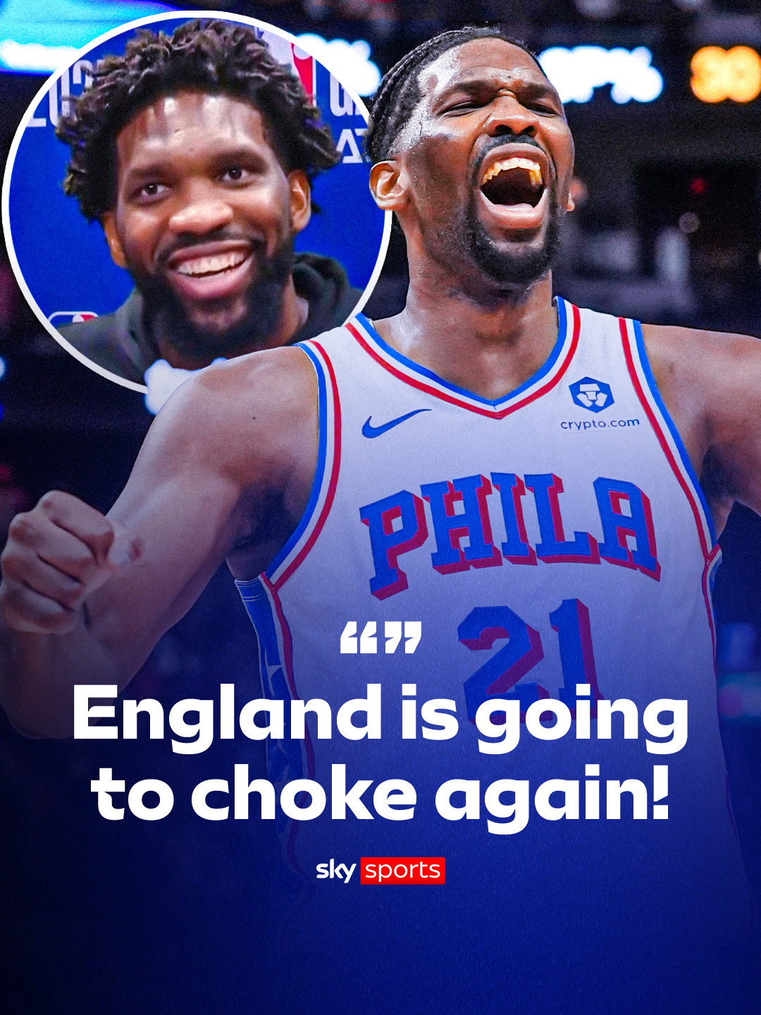 It's safe to say Joel Embiid does NOT think England will win the World Cup 😅🏆 #NBA #joelembiid #football #worldcup #footballtiktok