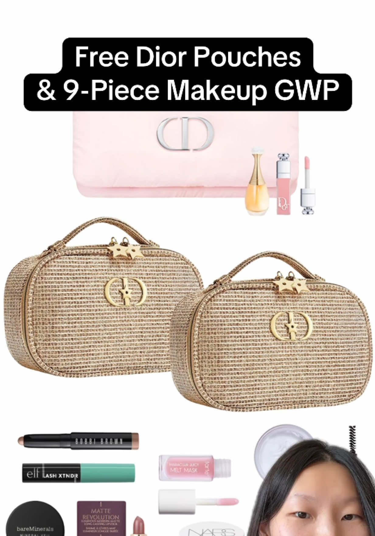 Free @Diorbeauty @Dior Makeup Pouches at @Ulta Beauty !  Includes the pink one that you can DIY into a shoulder bag 💕 The new Holiday Pouch can totally be DIY to necklaces or earrings ✨ #dior #beauty #ulta #gwp #free 