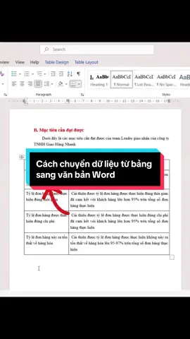 Cách chuyển dữ liệu từ bảng sang văn bản trong Word #tinhocvanphong #word #LearnOnTikTok #excel 