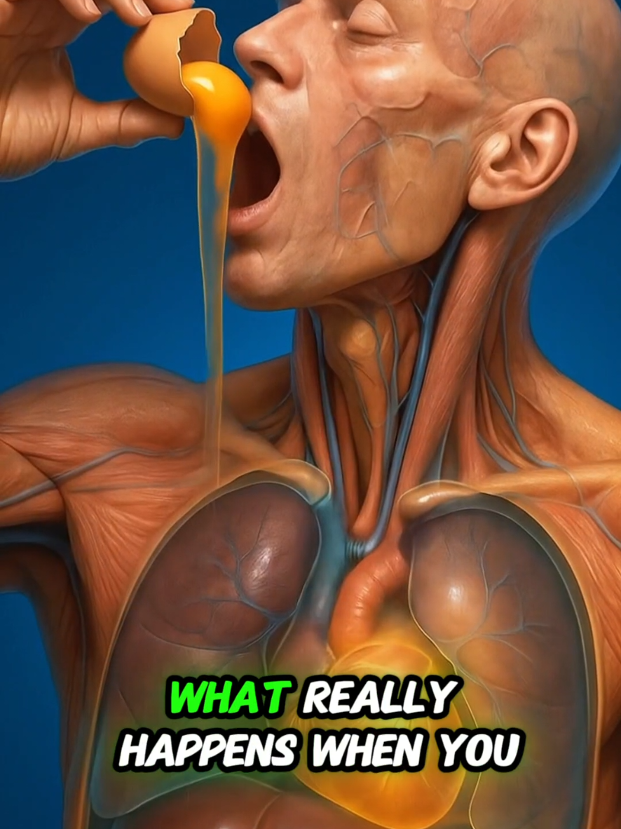 Science in action. What happens while eating raw egg empty stomach? #humanbody #anatomy #health #sciencetok #aiart 
