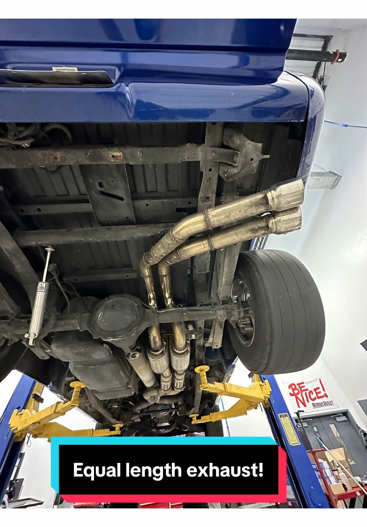 Finally a look underneath at the exhaust. Don’t judge my trans pan😂 and it’s filthy. But equal length is the best for these trucks if you can do it! #equallengthexhaust #TSP #lsx #ls3 #exhaust 