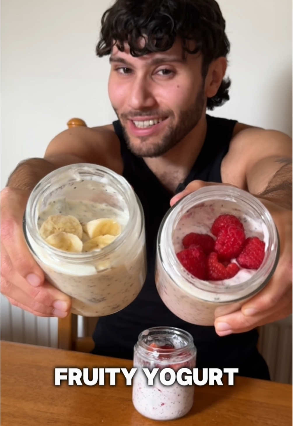 Meal prep yogurt bowls High protein, easy to prep, and actually taste good. • 200g fat free Greek yogurt • 10g honey • 25g protein powder • 20g chia seeds • 100g fruit • 50ml Milk (helps mix) Toppings of choice (Calories for raspberry one) 398 cals / 47g protein  #fatloss #nutrition #fyp 