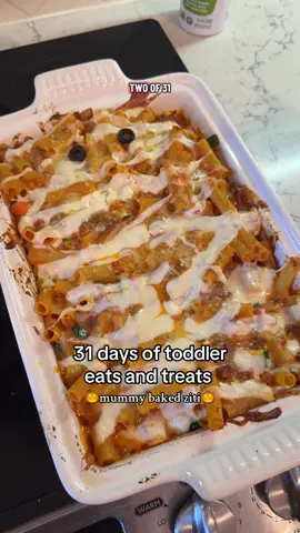 🎃 Mummy baked ziti! INGREDIENTS * 1 lb ziti or penne pasta * 1 lb ground beef or Italian sausage * 1 small onion diced * 2 cloves garlic minced * 1/2 cup diced carrots * 1/2 cup diced zucchini * 1 32 oz jar of marinara sauce * 2 tsp Italian seasoning * Salt and pepper to taste * 1 cup ricotta cheese * 1 –2 cups shredded mozzarella * 1/2 cup grated parmesan * 3 string cheeses pulled * Small pieces of black olives for eyes INSTRUCTIONS 1. Preheat the oven to 375°F (190°C). 2. Boil 1 lb of ziti or penne pasta until just al dente, then drain and set aside in large mixing bowl 3. In a large skillet, brown 1 lb of ground beef or Italian sausage over medium heat. Drain any excess fat. 4. Add all your veggies and garlic to the meat and sauté until soft (5-10 mins), then add meat and veggie mixture to your large mixing bowl. 5. Fold in all cheeses and stir gently to combine. 6. Pour the pasta mixture into a greased 9×13” baking dish. Using your pulled string cheese, lay them across the dish to make a mummy effect. Add tiny pieces of black olive for eyes if making ghosts. 7. Bake uncovered for 20–25 minutes until the cheese is melted and bubbly. 8. Let cool for a few minutes, then serve. #halloweenfood 