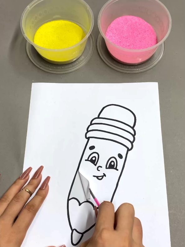 Sand painting cute pencil ✏️  #sandart  #lovely  #cute  #sandpainting  #sandycreation  #pencil 