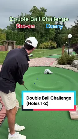 Double Ball Challenge (Holes 1-2) This is going to be good! #twintourgolf #minigolf #golf #fyp #foryoupage @Danny Sanicki @Steven Sanicki 