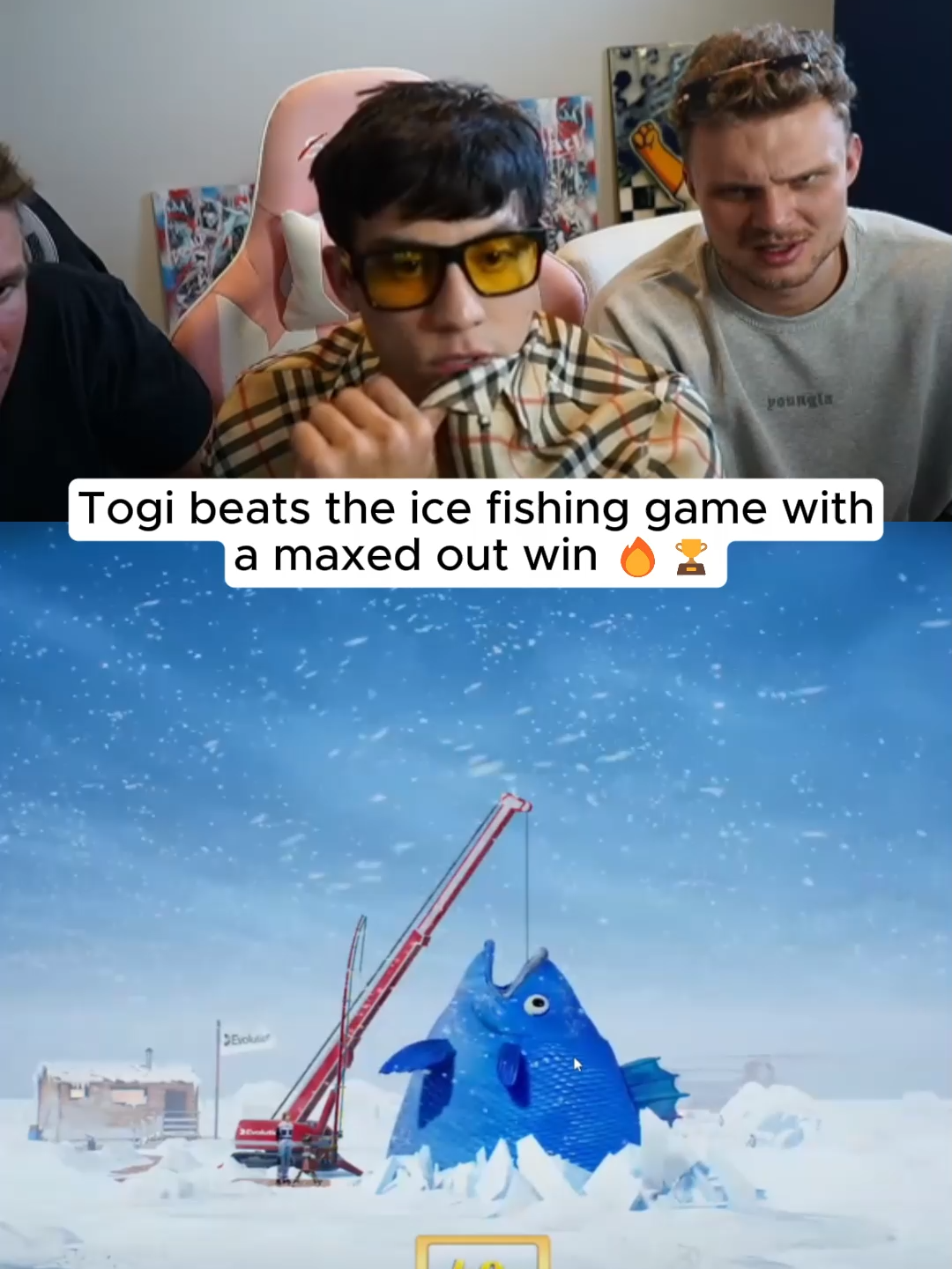 Togi beats the ice fishing game with a maxed out win 🏆🔥 #kickstreaming