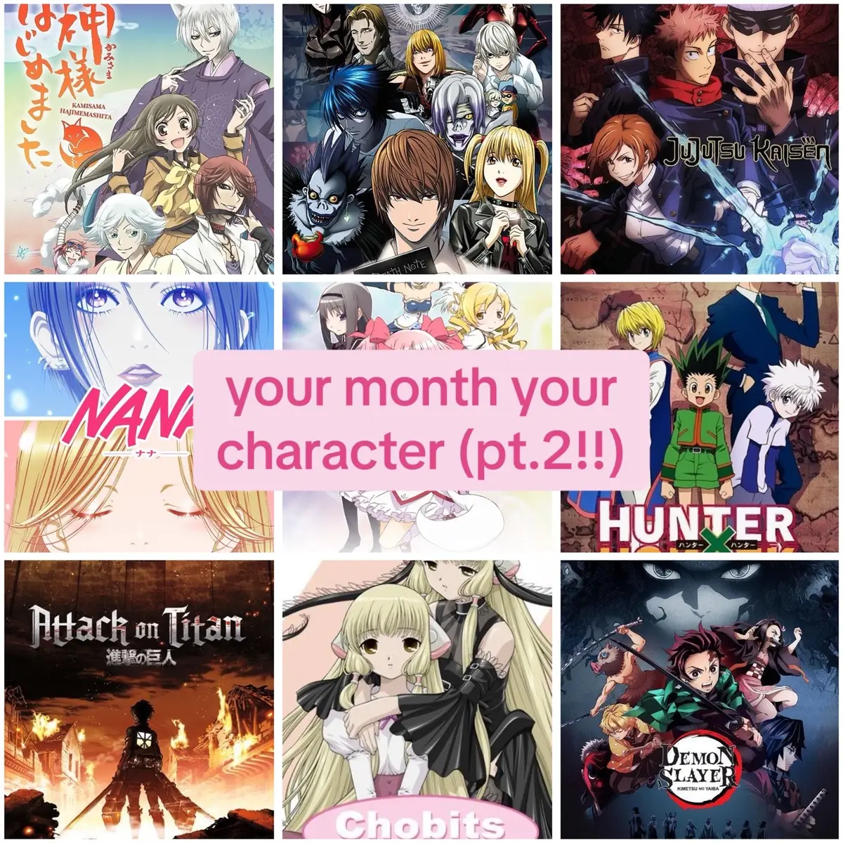 i’m sorry in advance to who i gave all the bad nana characters to 💔 #jjk #AttackOnTitan #yourmonthyourthing #nana #kamisamakiss 