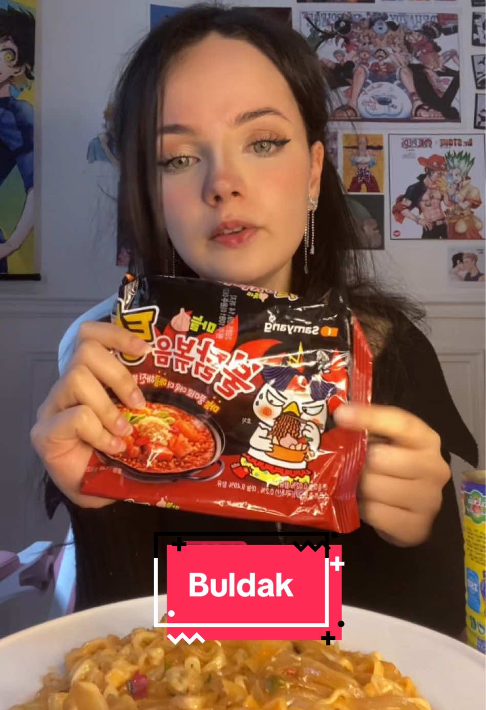 Dégustation de nouilles buldak version étudiante kawaii nee yay warania ca marche #pourtoi #degustation #buldak #mukbang #harissa 
