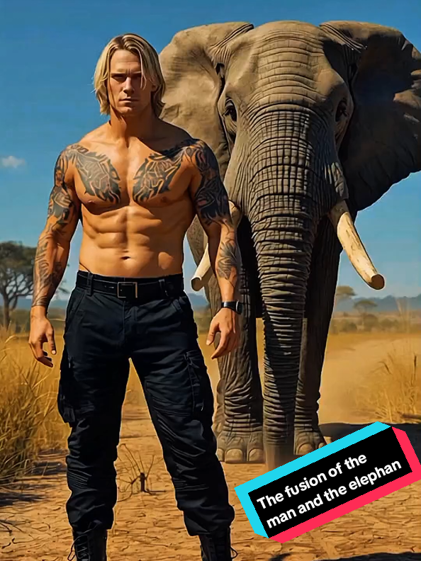 #مشاهدات  The fusion of the man and the elephant #الشعب_الصيني_ماله_حل😂😂 #fusion #pixverseai #livewallpaper 