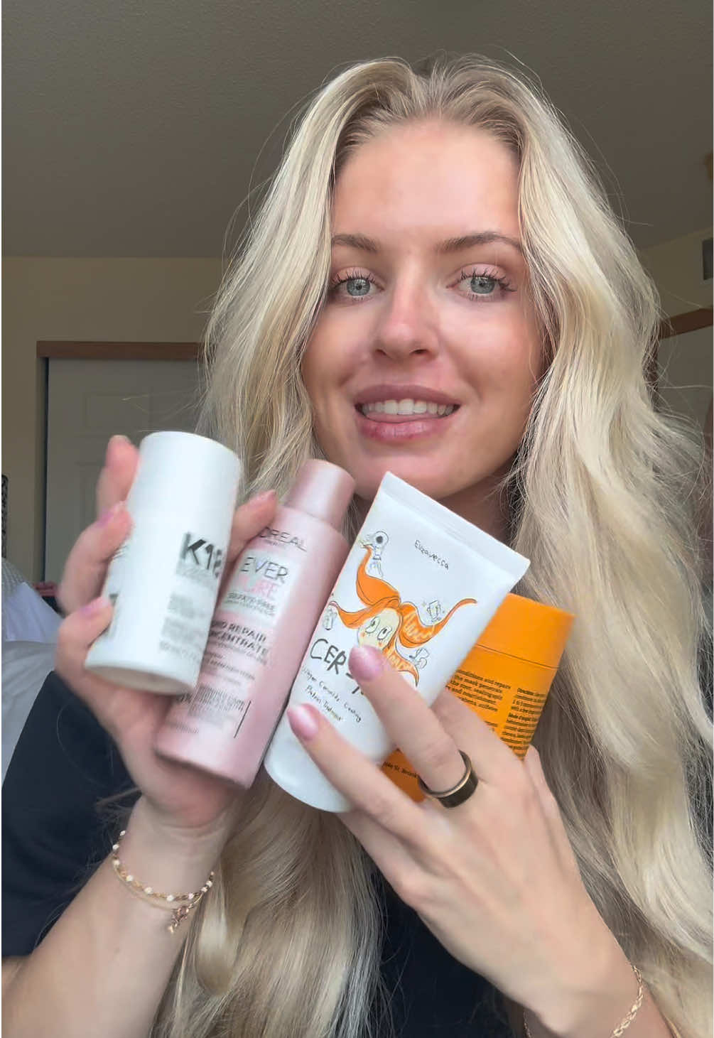 here are my holy grail products for long healthy blonde hair #k18 #hair #healthyhair #hairgrowth #healthyhairjourney @K18 Hair @amika 