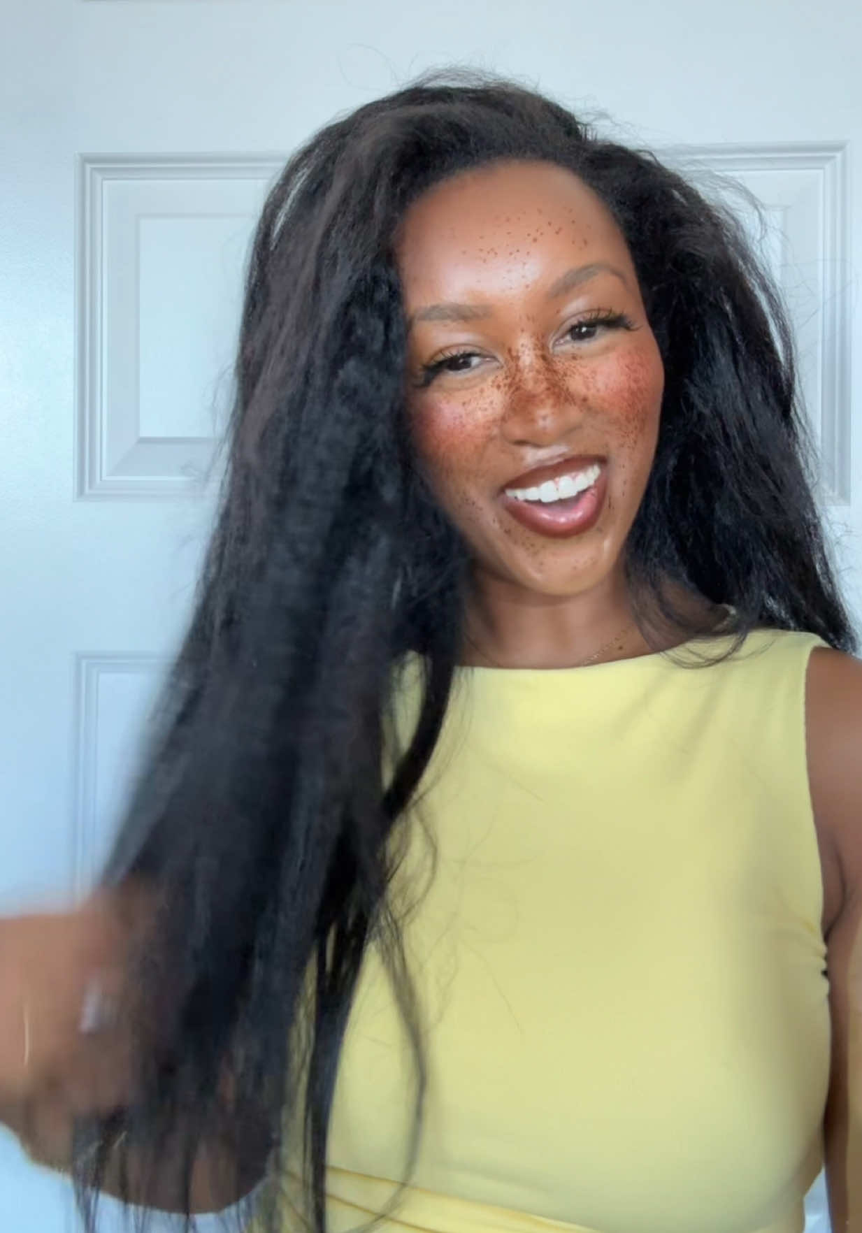 This is my hair 🤭 This is my first half wig and I love this style for Fall! Amazing protective style for the workout girlies, too. @CurlyMe Hair Store @CurlyMe Hair #curlymehair #halfwig #kinkystraightwig #naturalwigs 