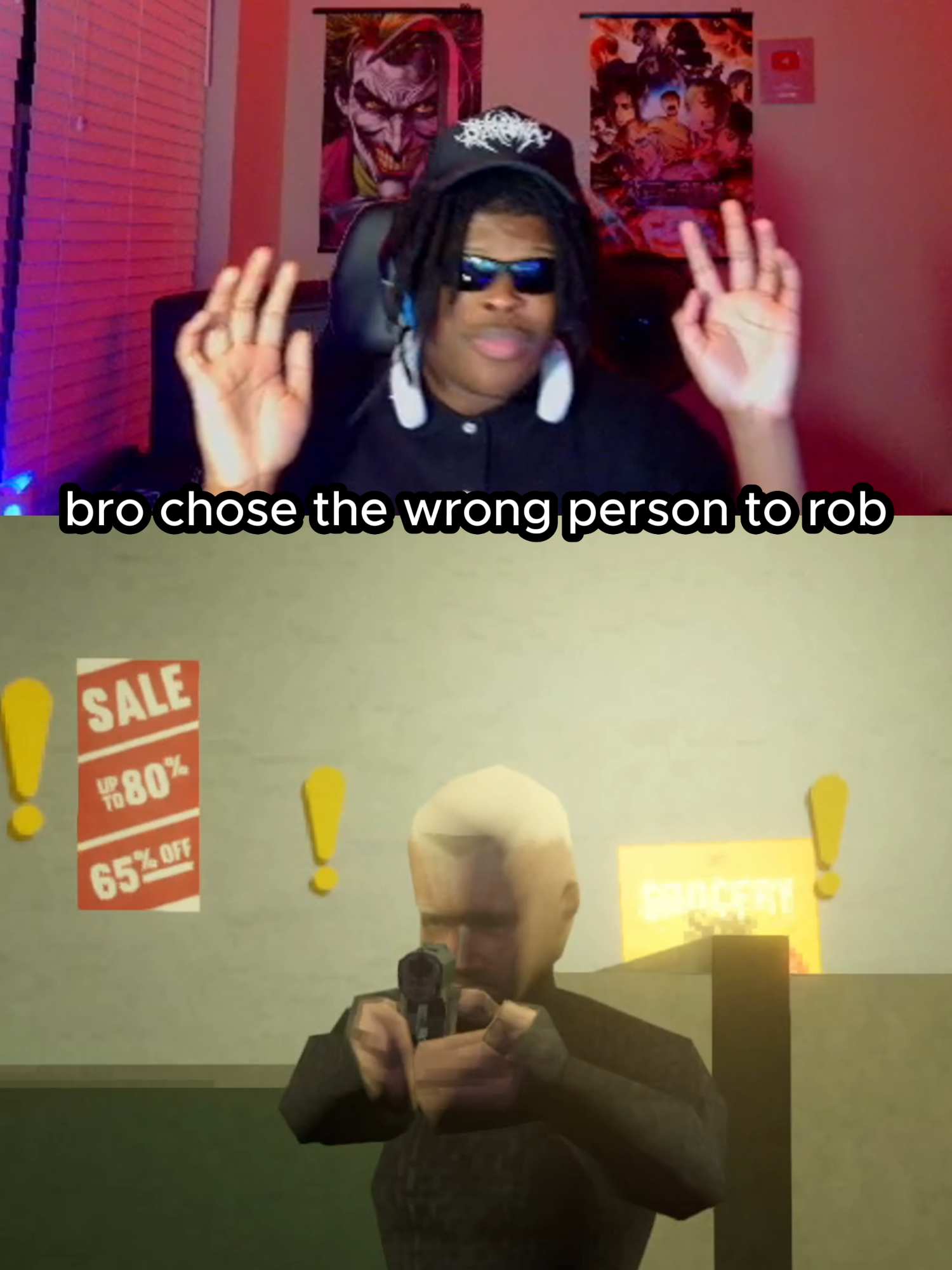 robbed the wrong person 😂 (Twitch/YT: HeyyVance) #shiftatmidnight #scarygames #jumpscare #fypage #viral #heyyvance