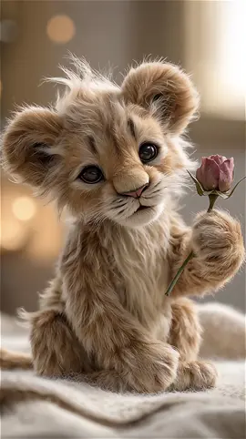 Hey you, this flower blooms only for you 🌹 #cute #lion #fluffy #animals 