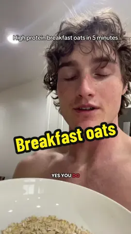 Breakfast oats: 45-50g rolled oats  180g water  50-60g frozen berries  Microwave 2 minutes or until fluffy  Flex your muscles  Mix in protein powder  Optional creatine/honey  Add toppings of choice (banana and fresh berries are goated) Enjoy 