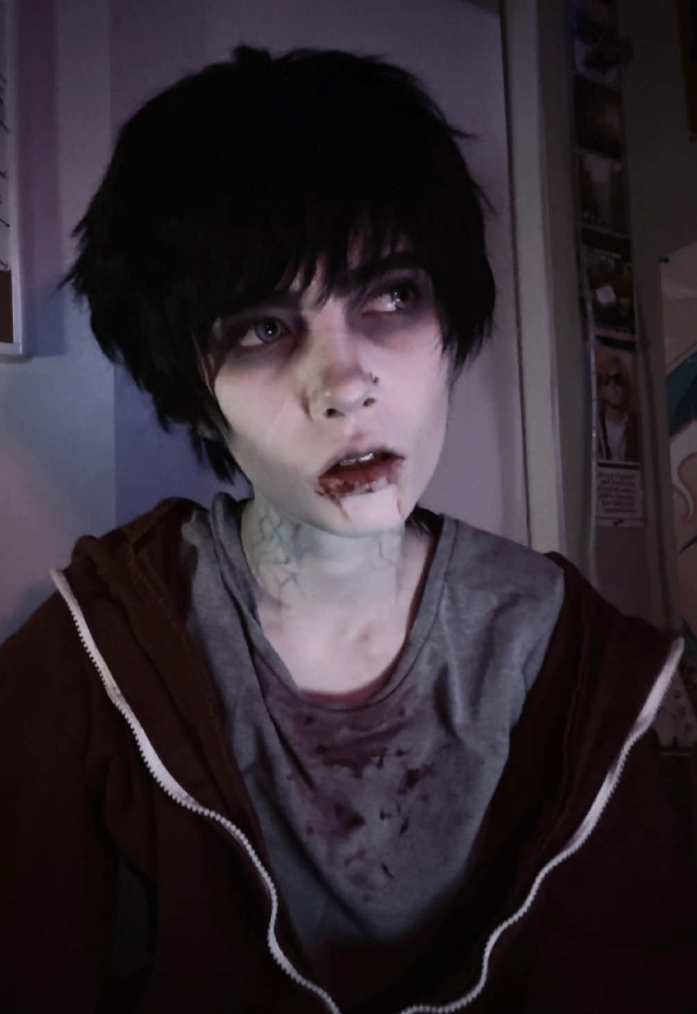 FAKE Prop & Blood || yall it’s October oh my god so excited || #cosplay #warmbodies #zombiemakeup #rwarmbodies #fyp 