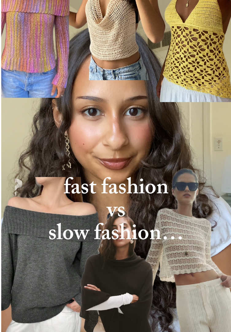 fast fashion vs. slow fashion: crochet edition!!! this was so fun but I think knitting would be a different story… @Ganxxet @hobbii_yarn @Lion Brand Yarn 🧶 @Michaels Stores  #slowfashion #fastfashion #crochettok #crochetersoftiktok #crochettiktok 