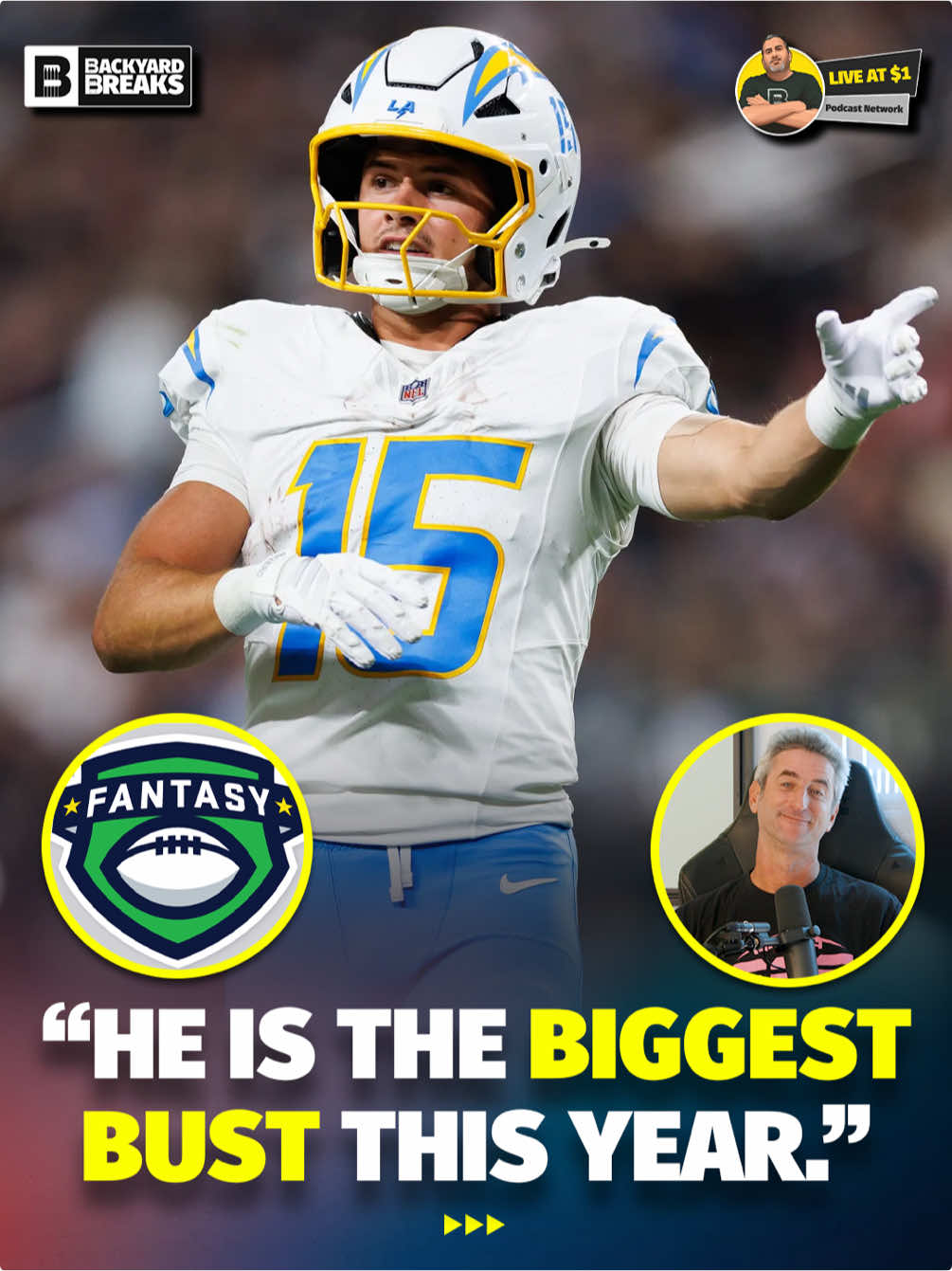 Do you agree with the noses take on Ladd McConkey 👃⁉️ Full episode from the Live at a dollar podcast is available NOW on all streaming platforms and the Backyard Breaks YouTube 💻🎧🔊 #NFL #NFLNews #NFLFantasy #FantasyFootball 