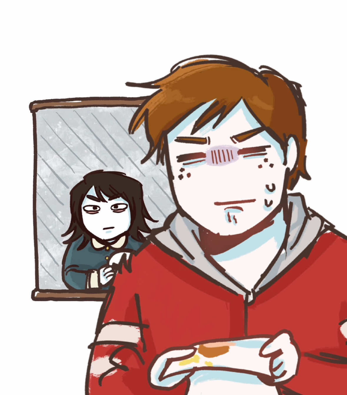 Oh no I made them pasty white ….when will there be a Jeff the killer edit….🫩#hauntedhotel #hauntedhotelnetflix #hauntedhotelabaddon #art #fanart 