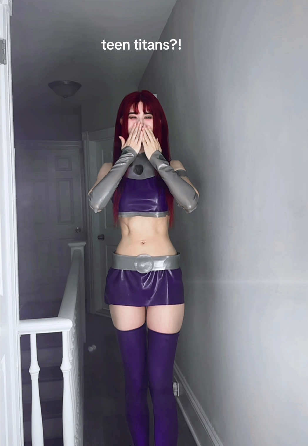 Dude why does every latex cosplay I make come out baggy HAHAHA like the whole point is it’s skintight and somehow I always manage 🤣😭 #starfire #teentitans #halloweencostume #halloweencostumeideas #cosplay 