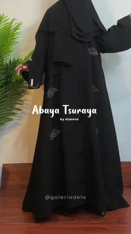 Abaya hitam motif daun cantik #abayahitam #abayafashion #abayaouter 
