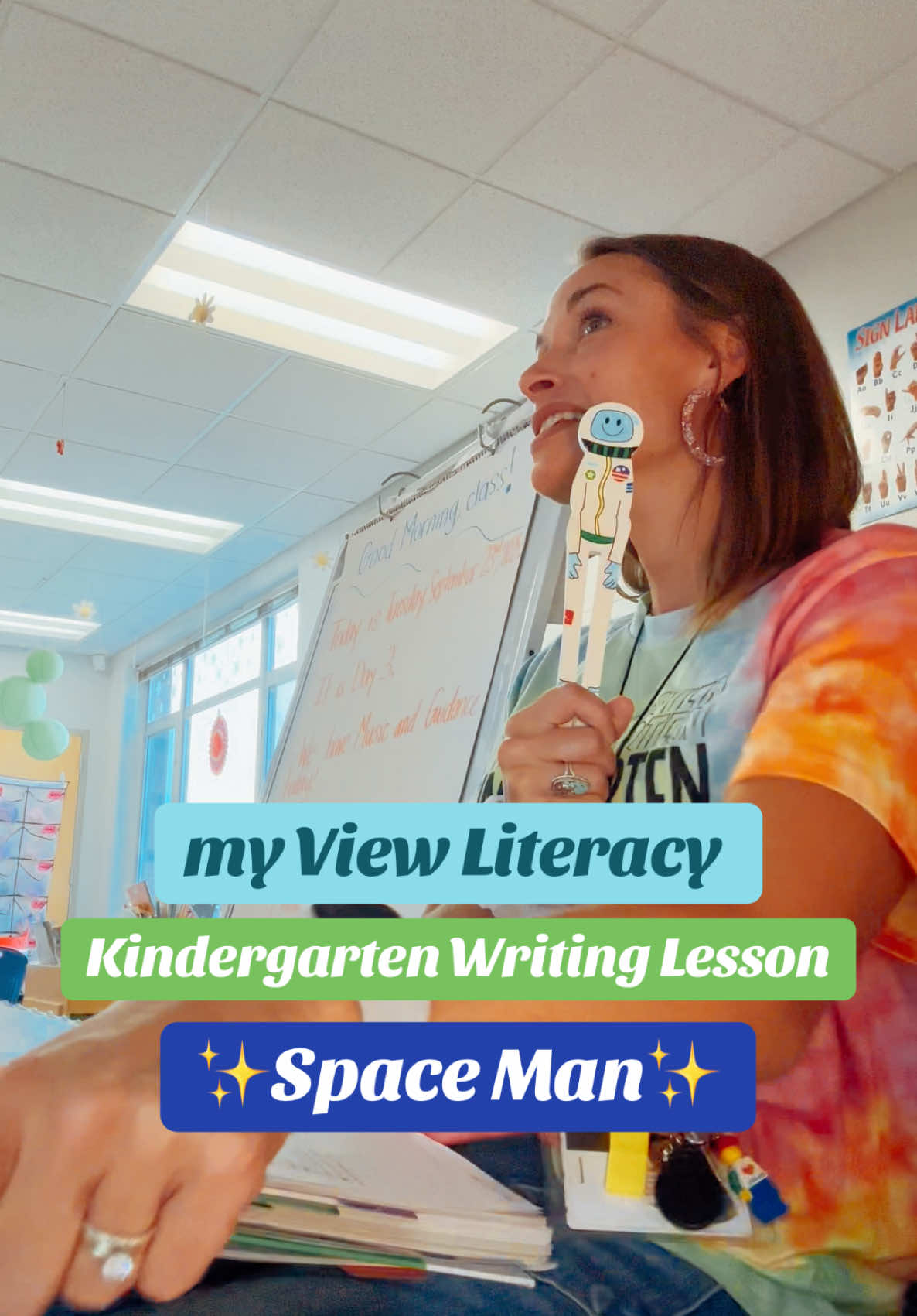 Adding “space man” to My View Literacy to teach word spacing! The kids loved it and it was a fun way for students to check if they had enough space between their words! ##akindermom##kindermom##MomsofTikTok##kindergartenlife##backtoschool##teachermomsoftiktok##teaching##teachertokfyp##fyp##teacherideas##teachersbelike##kindergarten##writing##writingtips##myview##literacy##kindergartenwriting##lessonideas##space