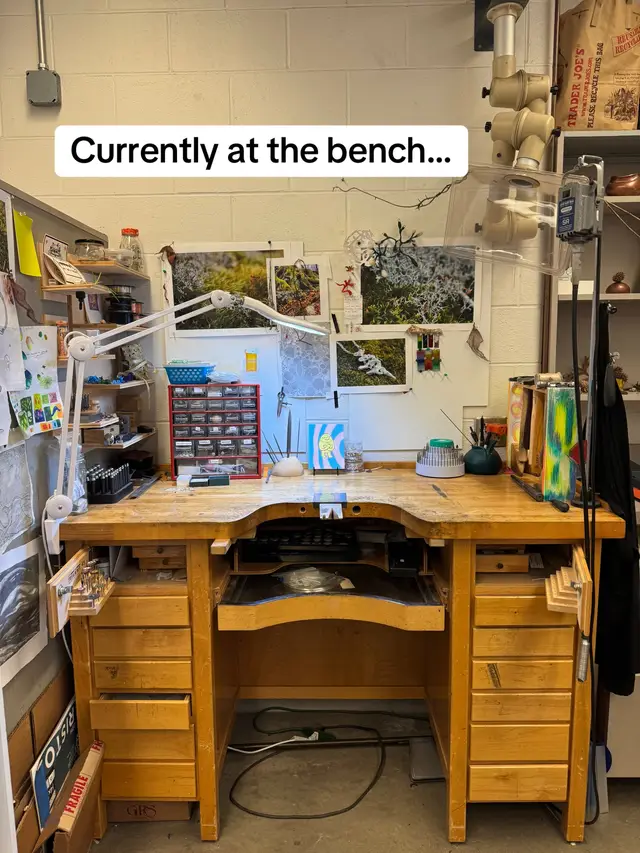 ~ I need to get that ring cast asap bc every time I check gold prices are higher 😭   ~ have been learning granulation but still figuring out how to use it in a way that feels right to me  Also trying filigree  Lastly making work for my mfa thesis show this spring!  #wip #metalsmith #artjewelry #finejewelry #contemporaryjewelry 