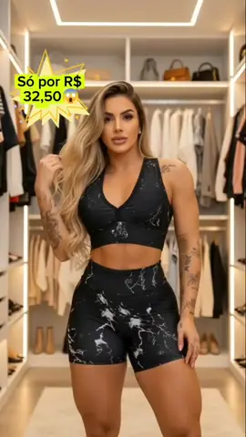 🔥 Achadinho de academia que tá bombando! Esse conjunto risca de giz veste super bem, valoriza e custou só R$32,50! 👉 Corre no carrinho laranja e garante o seu agora! #ConjuntoFitness #AchadinhosTikTok #LookDePoder #CarrinhoLaranja #TikTokShop