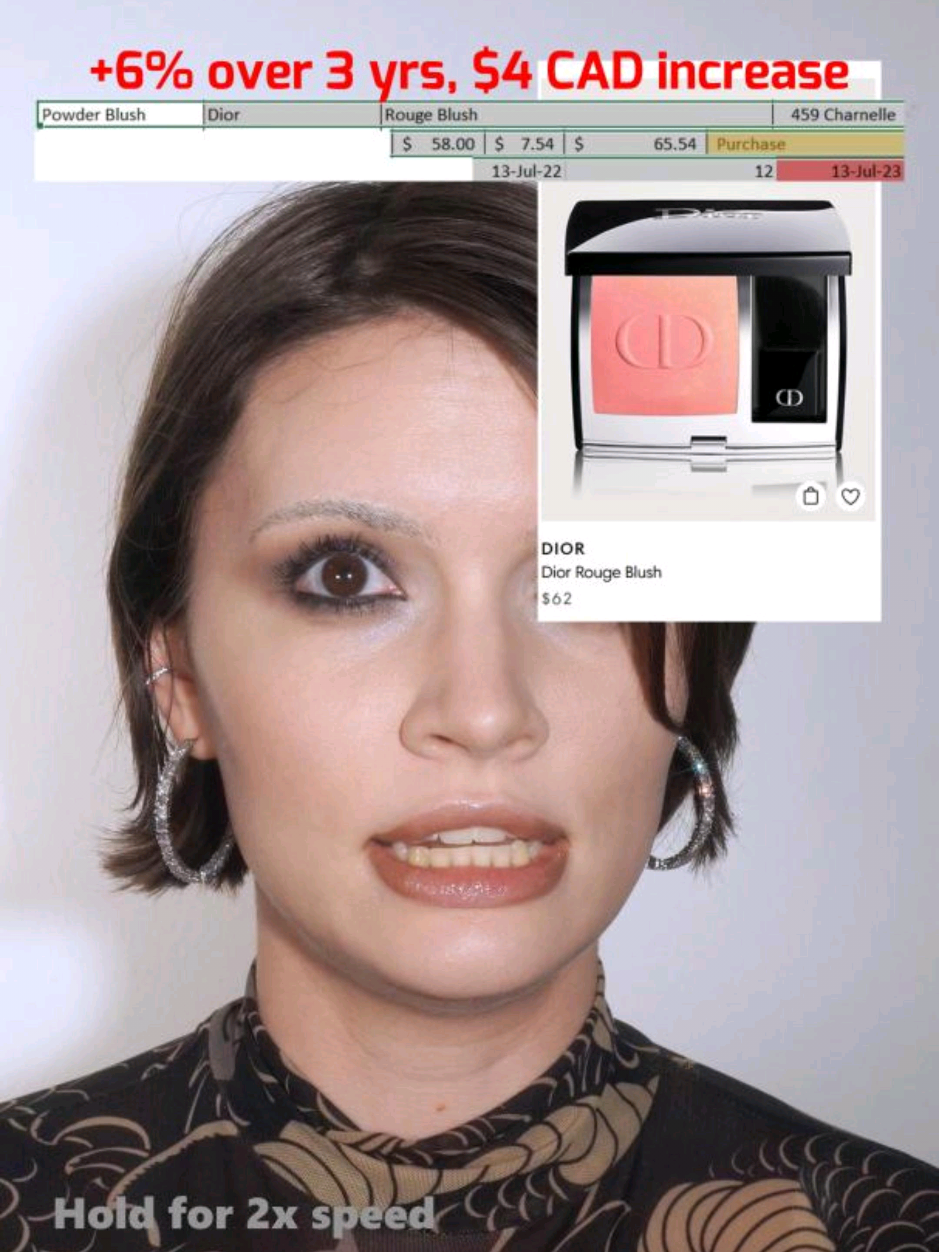 Replying to @_katesha round 2 here we go! compare price increases from when I first purchased the makeup to today's retail price (filmed and posted on October 2 2025). I own WAY more makeup than this pool, but I thought this was a random enough selection 💕 #luxurymakeup #expensivemakeup #inflation #sephoracanada #shoppersbeauty 